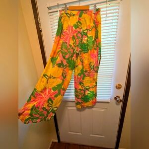 NWOT Tropical Print Wide Leg Pants